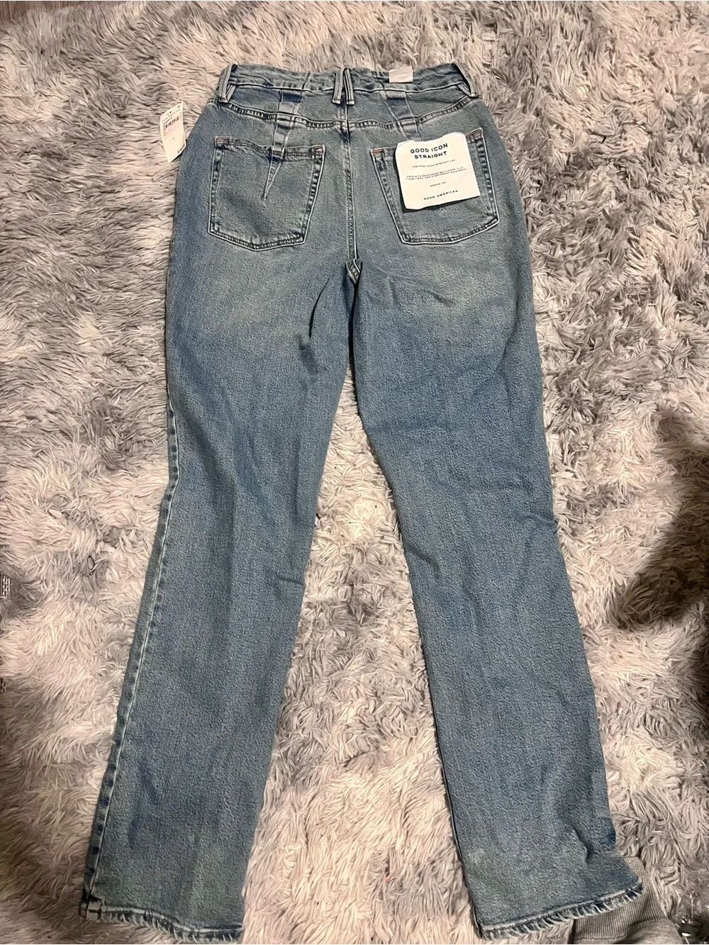Good American Icon Ripped High Waist Straight Leg Jeans - Picture 5 of 6